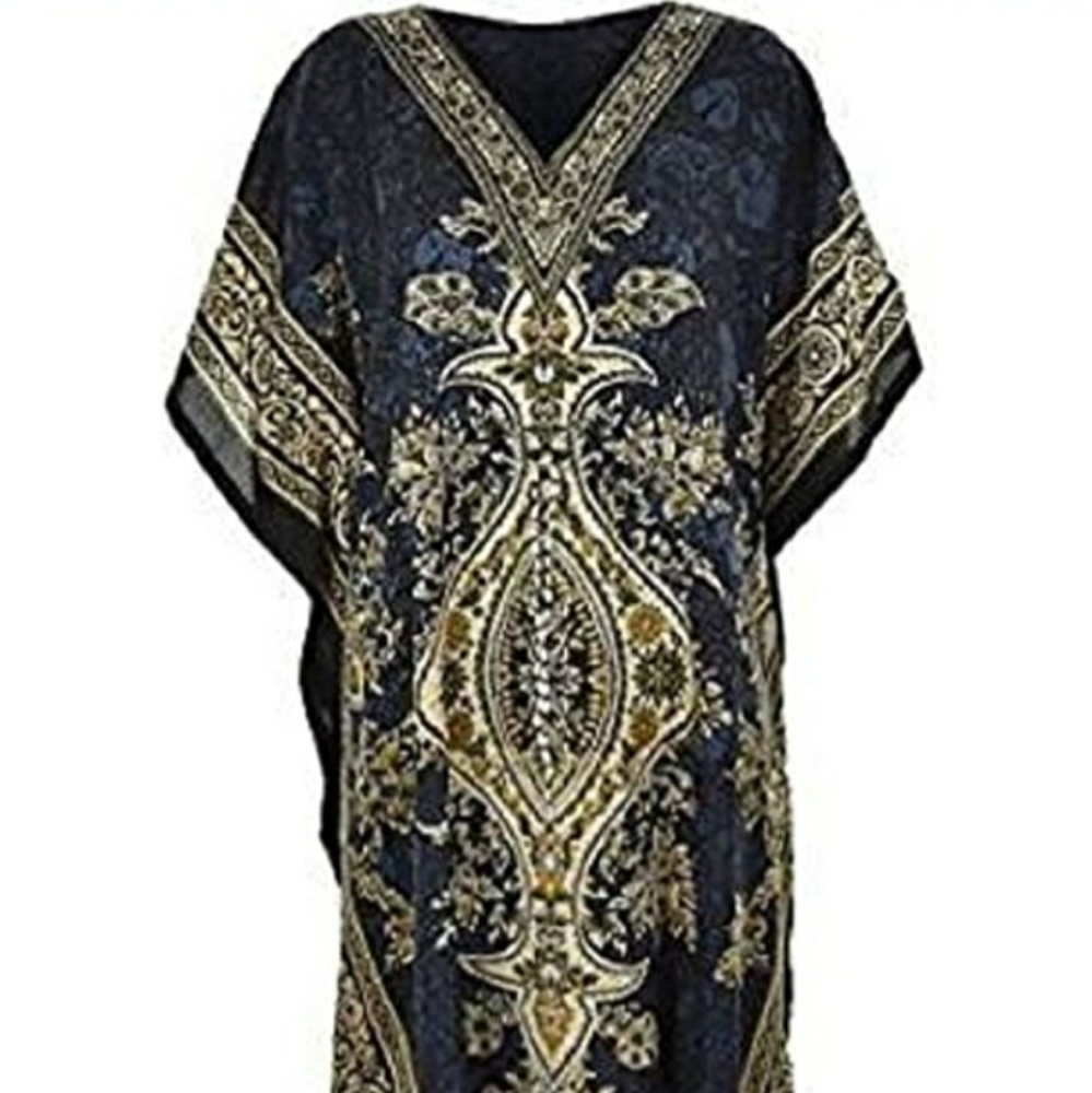Dark blue and tan caftan, XL